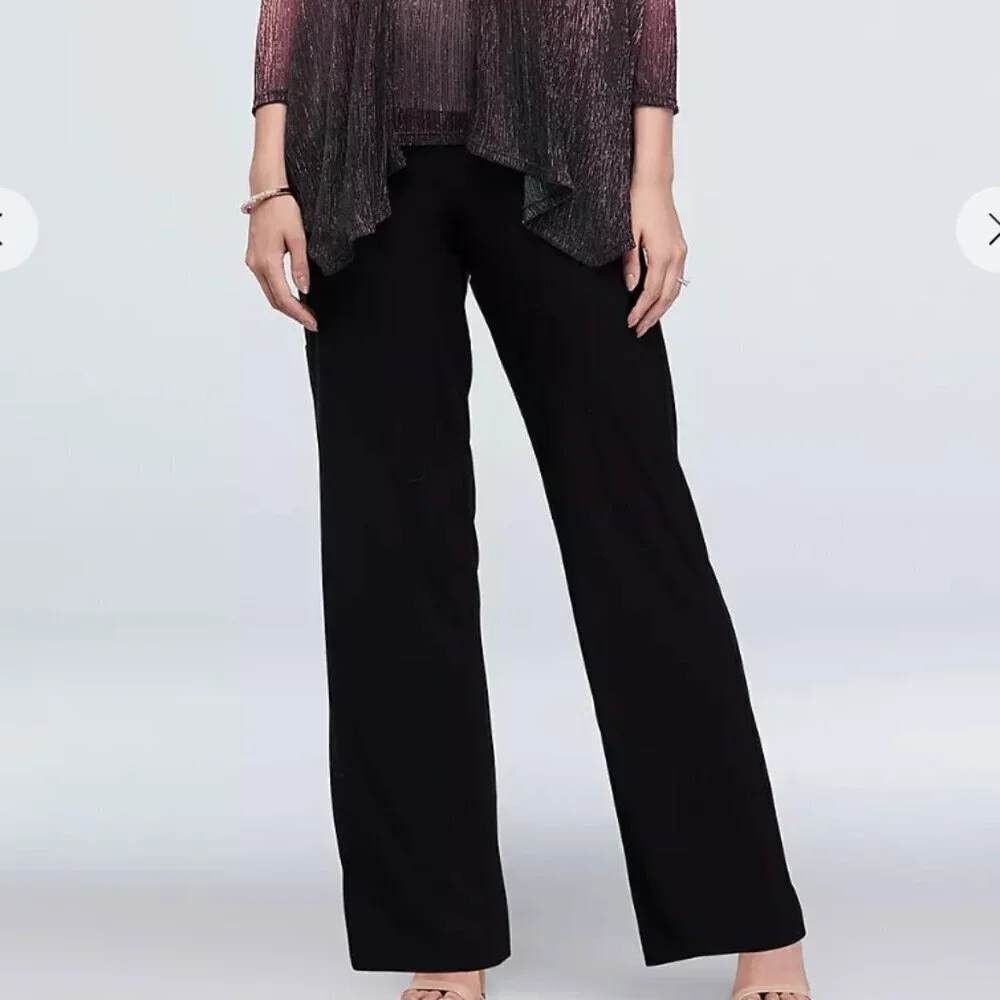 NWT David's Bridal Onyx Crinkled Ombre Plus Size Three-Piece Pantsuit - Picture 4 of 15